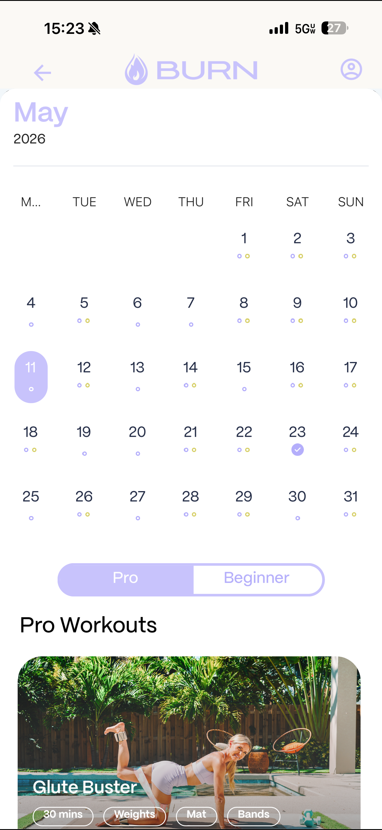 BURN app โ Workout calendar