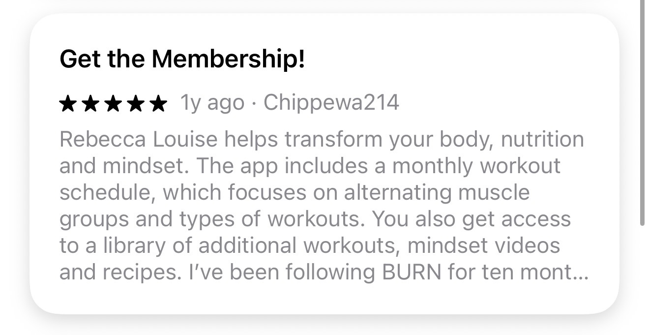 Apple App Store review of the BURN app