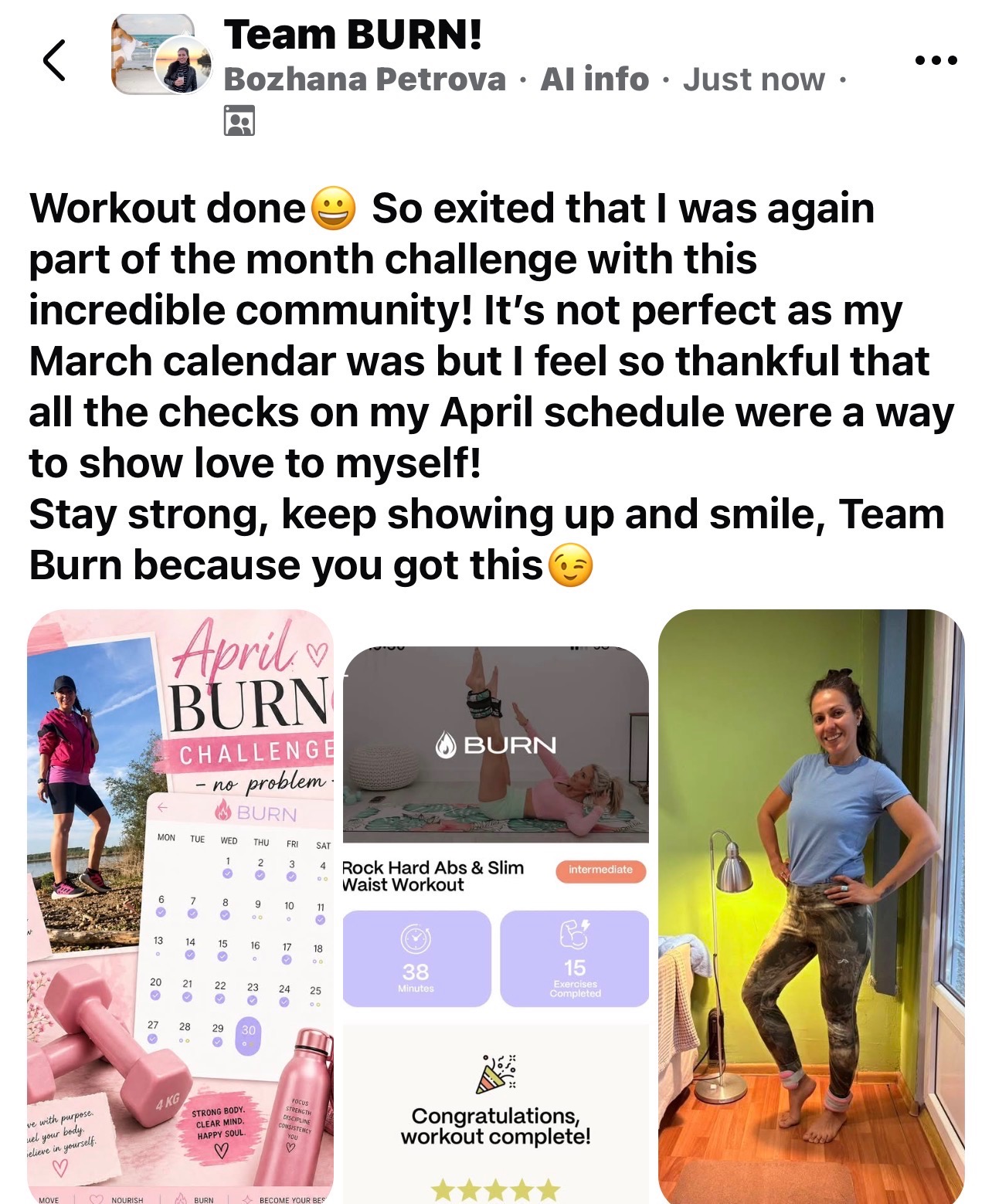 Team BURN community testimonial