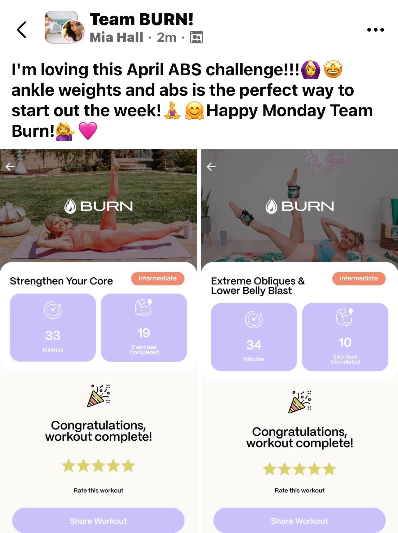 Team BURN community testimonial