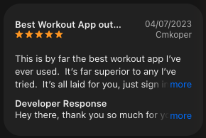 App Store review by Cmkoper β Best Workout App out there β 5 stars