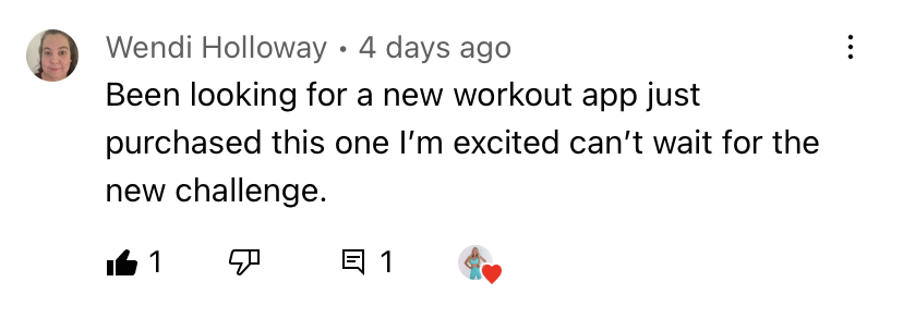 BURN member Wendi Holloway โ Been looking for a new workout app, just purchased this one. I'm excited โ can't wait for the new challenge.